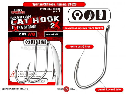 Esox Spartan CAT Hook Harcsázó horog 7/0 - 2db