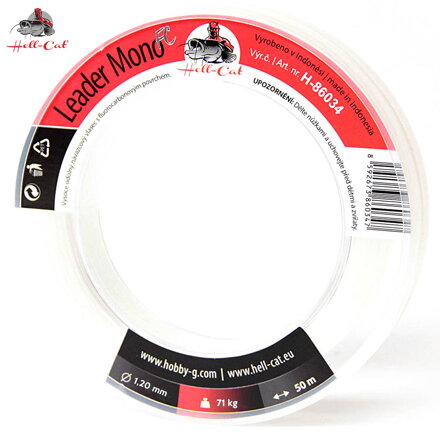 Hell-Cat Leader Mono fluorocarbon Harcsázó előkezsinór 1,40mm - 50m - 76 kg